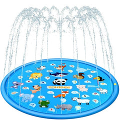 68" Kids Splash Pad Sprinkler – Outdoor Water Play Mat Summer Toy, Animals Alphabet Theme (Large) - Tohibee