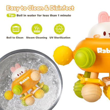 Baby Montessori Sensory Toys for 0 - 12 Months, Food Grade Teething (Rabbit Orange) - ONOMIE