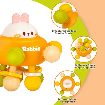 Baby Montessori Sensory Toys for 0 - 12 Months, Food Grade Teething (Rabbit Orange) - ONOMIE