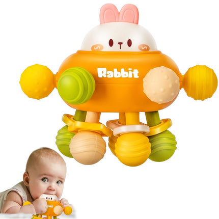 Baby Montessori Sensory Toys for 0 - 12 Months, Food Grade Teething (Rabbit Orange) - ONOMIE