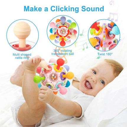 Baby Montessori Sensory Toys for 0 - 12 Months, Food Grade Teething (Rabbit Orange) - ONOMIE