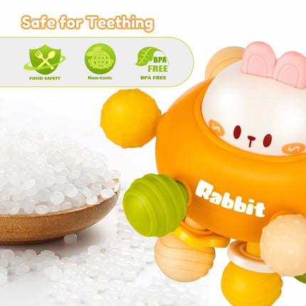Baby Montessori Sensory Toys for 0 - 12 Months, Food Grade Teething (Rabbit Orange) - ONOMIE