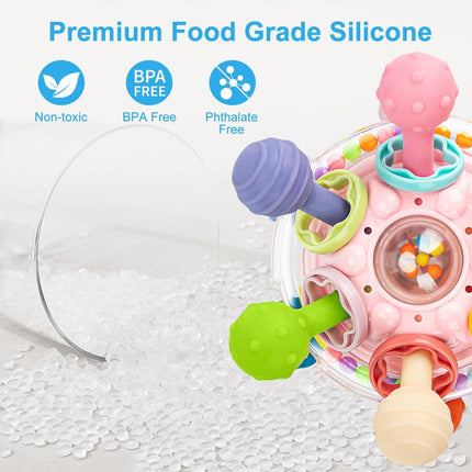 Baby Montessori Sensory Toys for 0 - 12 Months, Food Grade Teething (Rabbit Orange) - ONOMIE