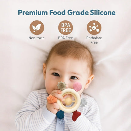 Baby Teething Toys for 0 - 12 Months, BPA Free Baby Teether Sensory Multi Color - ONOMIE
