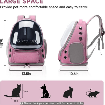 Bubble Cat Backpack Carrier – Transparent Window Travel Backpack for Cats & Small Dogs - ONOMIE