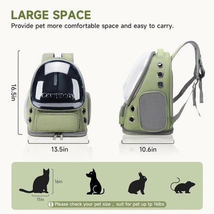 Bubble Cat Backpack Carrier – Transparent Window Travel Backpack for Cats & Small Dogs - ONOMIE