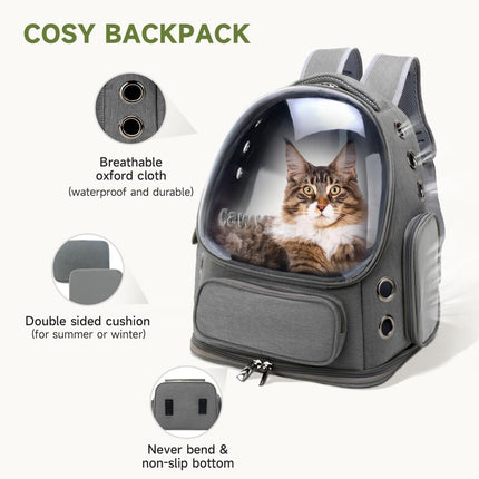 Bubble Cat Backpack Carrier – Transparent Window Travel Backpack for Cats & Small Dogs - ONOMIE