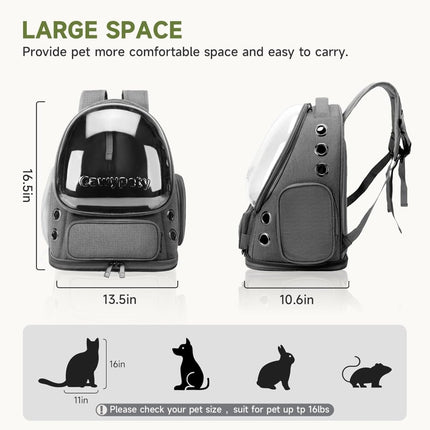 Bubble Cat Backpack Carrier – Transparent Window Travel Backpack for Cats & Small Dogs - ONOMIE