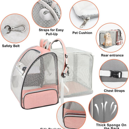 Expandable Cat Backpack Carrier – Breathable Mesh Travel Backpack for Cats & Small Dogs - ONOMIE