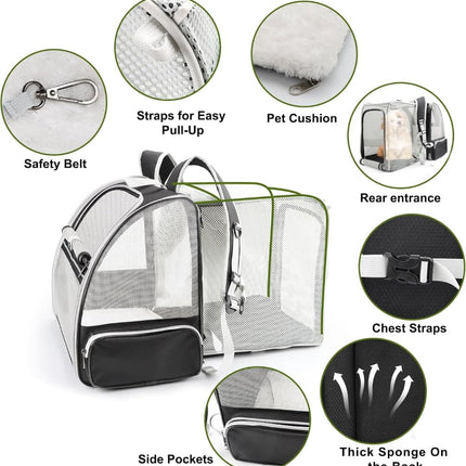 Expandable Cat Backpack Carrier – Breathable Mesh Travel Backpack for Cats & Small Dogs - ONOMIE
