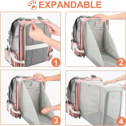 Expandable Cat Backpack Carrier – Breathable Mesh Travel Backpack for Cats & Small Dogs - ONOMIE