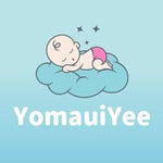Cartoon baby on a cloud with 'YomauiYee' text on a light blue background