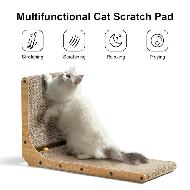 FUKUMARU Cat L Shaped Scratching Board – Vertical Corrugated Cardboard Post - ONOMIE