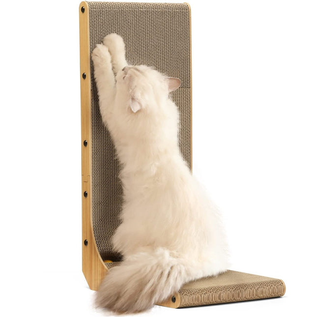 FUKUMARU Cat L Shaped Scratching Board – Vertical Corrugated Cardboard Post - ONOMIE