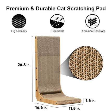 FUKUMARU Cat L Shaped Scratching Board – Vertical Corrugated Cardboard Post - ONOMIE