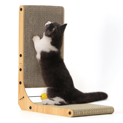 FUKUMARU Cat L Shaped Scratching Board – Vertical Corrugated Cardboard Post - ONOMIE