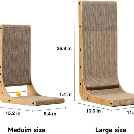 FUKUMARU Cat L Shaped Scratching Board – Vertical Corrugated Cardboard Post - ONOMIE