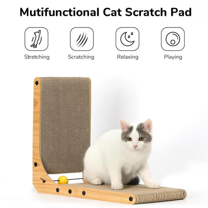 FUKUMARU Cat L Shaped Scratching Board – Vertical Corrugated Cardboard Post - ONOMIE