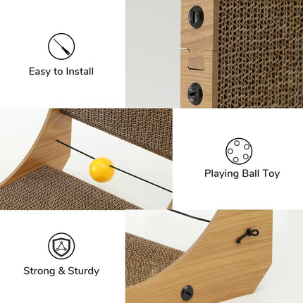 FUKUMARU Cat L Shaped Scratching Board – Vertical Corrugated Cardboard Post - ONOMIE