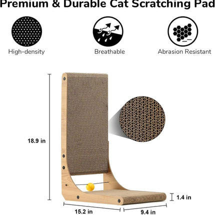 FUKUMARU Cat L Shaped Scratching Board – Vertical Corrugated Cardboard Post - ONOMIE