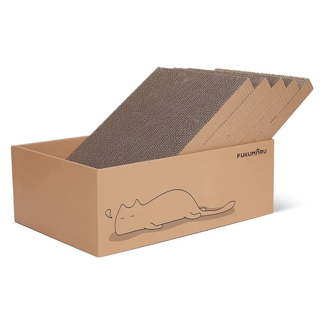 FUKUMARU Cat Scratching Board Box – 5 PCS Reversible Cardboard Scratcher - ONOMIE