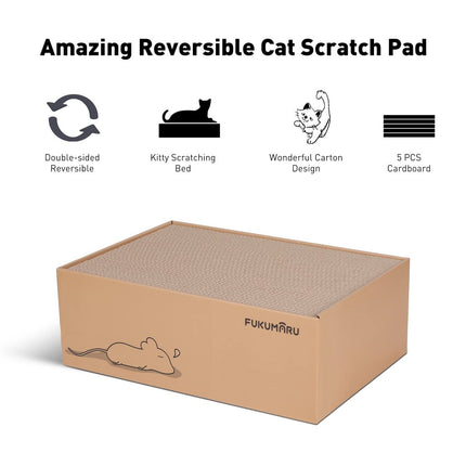 FUKUMARU Cat Scratching Board Box – 5 PCS Reversible Cardboard Scratcher - ONOMIE