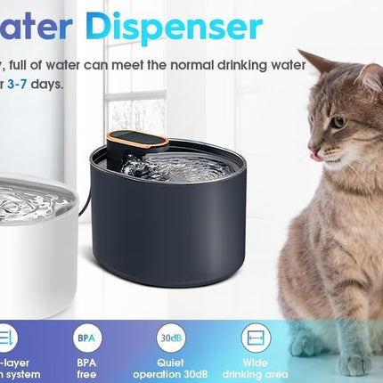 Parner Cat Drinking Fountain, Water Dispenser for Cats with Water Level Window - Parner