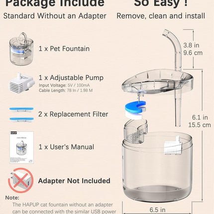 Parner Cat Drinking Fountain, Water Dispenser for Cats with Water Level Window - Parner