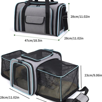 Pet Travel Carrier Bag – Soft - Sided Portable Carry Bag for Cats & Small Dogs - ONOMIE