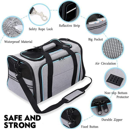 Pet Travel Carrier Bag – Soft - Sided Portable Carry Bag for Cats & Small Dogs - ONOMIE