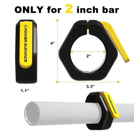POWER GUIDANCE Barbell Collars – 2" Olympic Quick Release Non - Slip Clips (Black) - POWER GUIDANCE