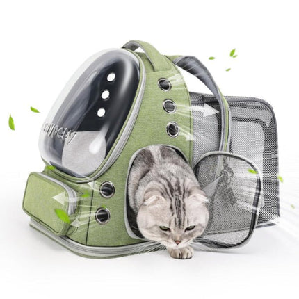 Square Expandable Cat Backpack Carrier – Breathable Transparent Travel Bag for Cats & Small Dogs - ONOMIE