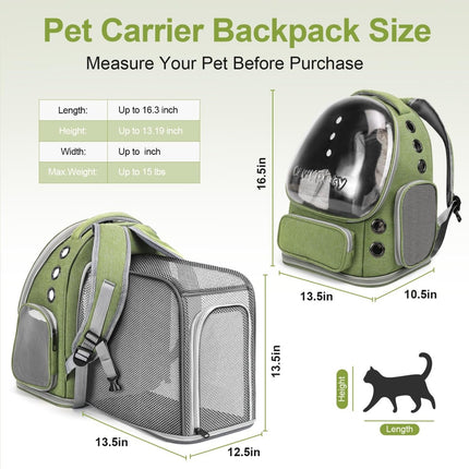 Square Expandable Cat Backpack Carrier – Breathable Transparent Travel Bag for Cats & Small Dogs - ONOMIE