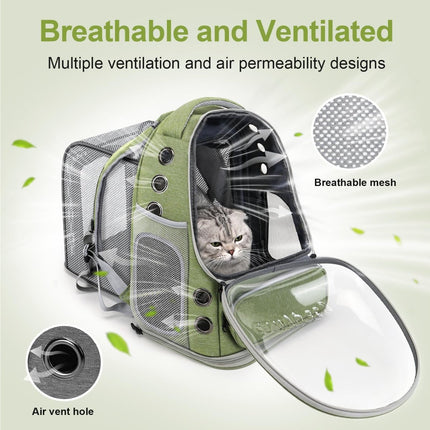 Square Expandable Cat Backpack Carrier – Breathable Transparent Travel Bag for Cats & Small Dogs - ONOMIE