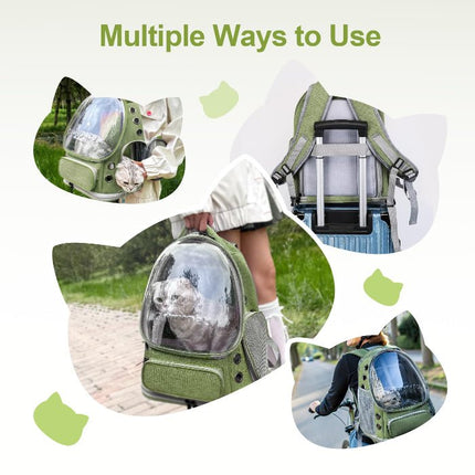 Square Expandable Cat Backpack Carrier – Breathable Transparent Travel Bag for Cats & Small Dogs - ONOMIE