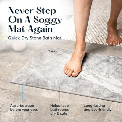 Stone Bath Mat Diatomaceous Earth Shower Mat Non - Slip Super Absorbent Quick Drying Bathroom Floor Mat Natural - ONOMIE