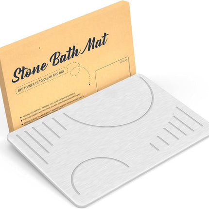 Stone Bath Mat Diatomaceous Earth Shower Mat Non - Slip Super Absorbent Quick Drying Bathroom Floor Mat Natural - ONOMIE