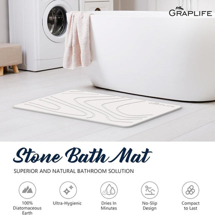 Stone Bath Mat Diatomaceous Earth Shower Mat Non - Slip Super Absorbent Quick Drying Bathroom Floor Mat Natural - ONOMIE