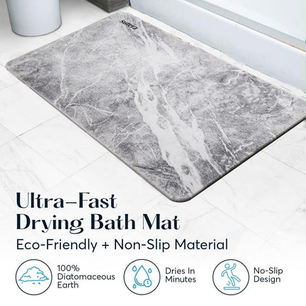 Stone Bath Mat Diatomaceous Earth Shower Mat Non - Slip Super Absorbent Quick Drying Bathroom Floor Mat Natural - ONOMIE