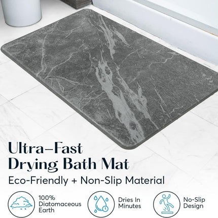 Stone Bath Mat Diatomaceous Earth Shower Mat Non - Slip Super Absorbent Quick Drying Bathroom Floor Mat Natural - ONOMIE