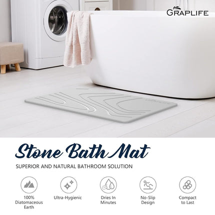 Stone Bath Mat Diatomaceous Earth Shower Mat Non - Slip Super Absorbent Quick Drying Bathroom Floor Mat Natural - ONOMIE