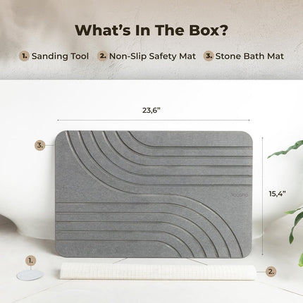 Stone Bath Mat Diatomaceous Earth Shower Mat Non - Slip Super Absorbent Quick Drying Bathroom Floor Mat Natural - ONOMIE