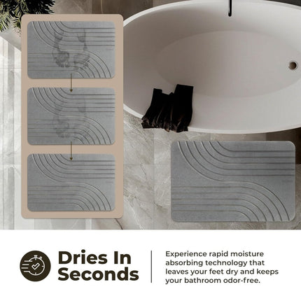 Stone Bath Mat Diatomaceous Earth Shower Mat Non - Slip Super Absorbent Quick Drying Bathroom Floor Mat Natural - ONOMIE