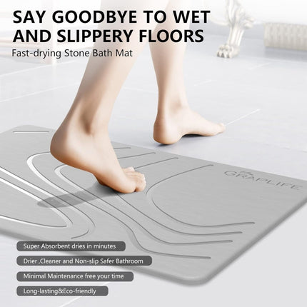Stone Bath Mat Diatomaceous Earth Shower Mat Non - Slip Super Absorbent Quick Drying Bathroom Floor Mat Natural - ONOMIE