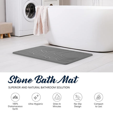 Stone Bath Mat Diatomaceous Earth Shower Mat Non - Slip Super Absorbent Quick Drying Bathroom Floor Mat Natural - ONOMIE