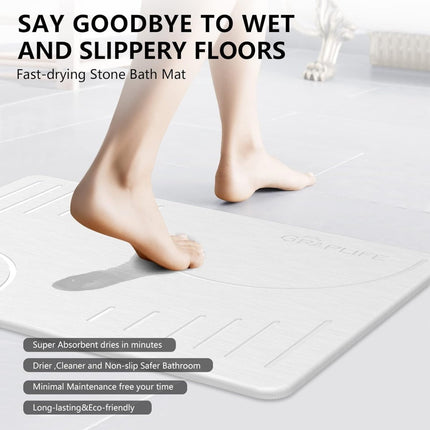 Stone Bath Mat Diatomaceous Earth Shower Mat Non - Slip Super Absorbent Quick Drying Bathroom Floor Mat Natural - ONOMIE