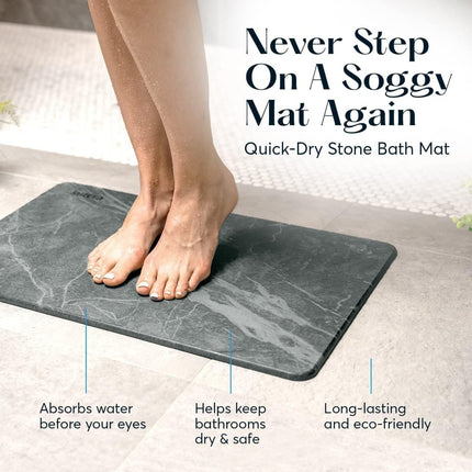 Stone Bath Mat Diatomaceous Earth Shower Mat Non - Slip Super Absorbent Quick Drying Bathroom Floor Mat Natural - ONOMIE