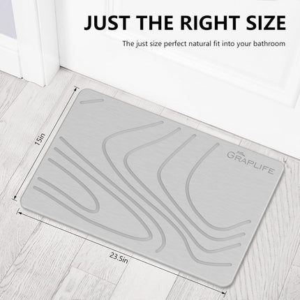 Stone Bath Mat Diatomaceous Earth Shower Mat Non - Slip Super Absorbent Quick Drying Bathroom Floor Mat Natural - ONOMIE