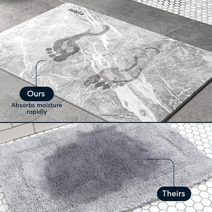 Stone Bath Mat Diatomaceous Earth Shower Mat Non - Slip Super Absorbent Quick Drying Bathroom Floor Mat Natural - ONOMIE