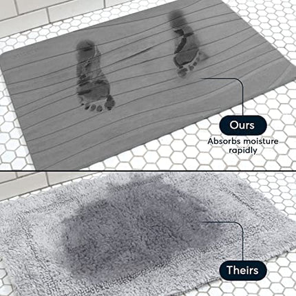 Stone Bath Mat Diatomaceous Earth Shower Mat Non - Slip Super Absorbent Quick Drying Bathroom Floor Mat Natural - ONOMIE